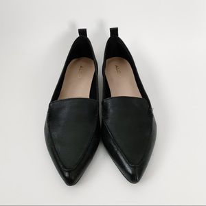 Aldo Black Leather Pointed Loafers